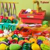 Kids' Pretend Play Kitchen & Shopping Cart Set with Cuttable Fruit and Veggies