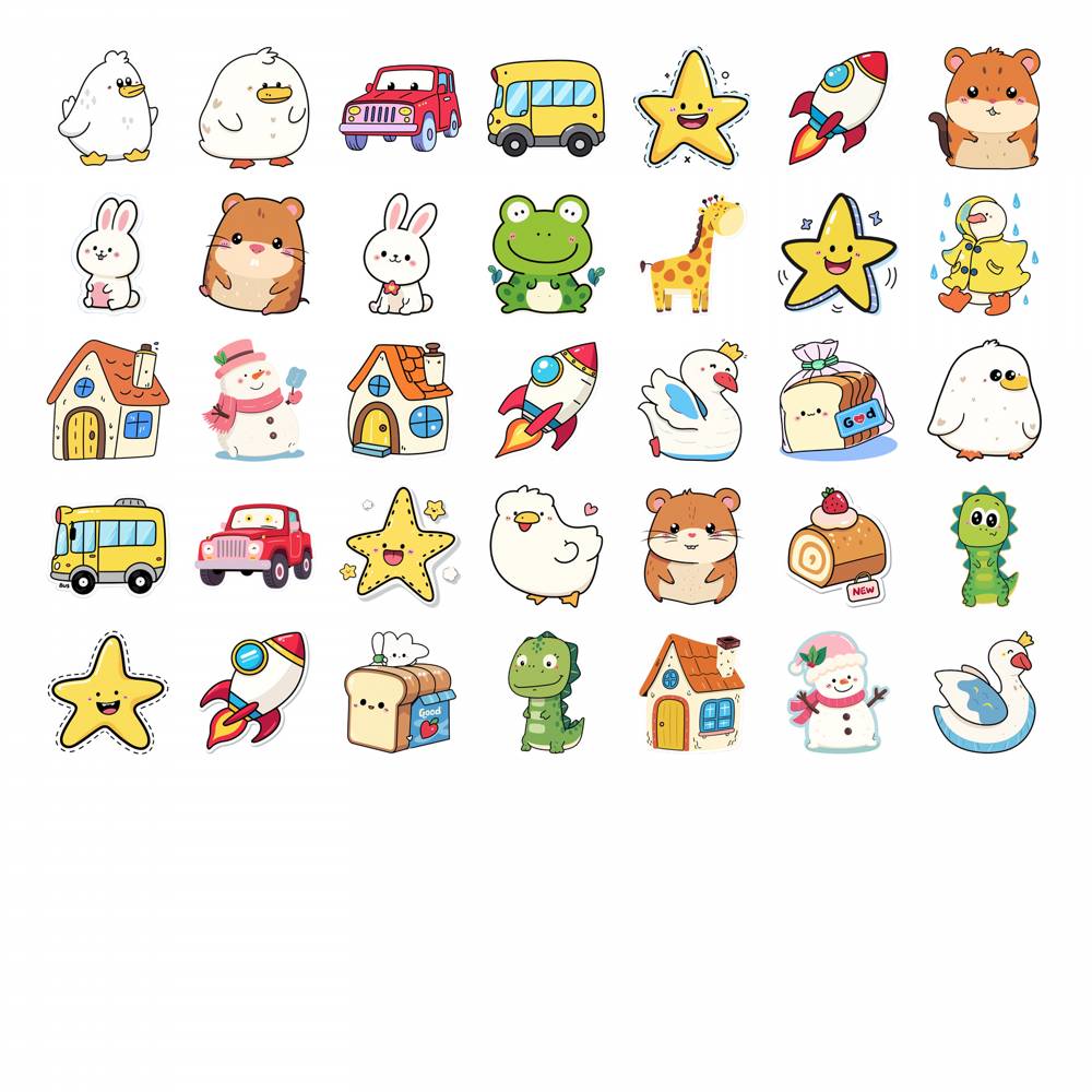 35pcs Cute Food Stickers Playful Space Stationery Stickers Funny Stickers For Guitar Laptop Helmet Skateboard DIY Phone Guitar