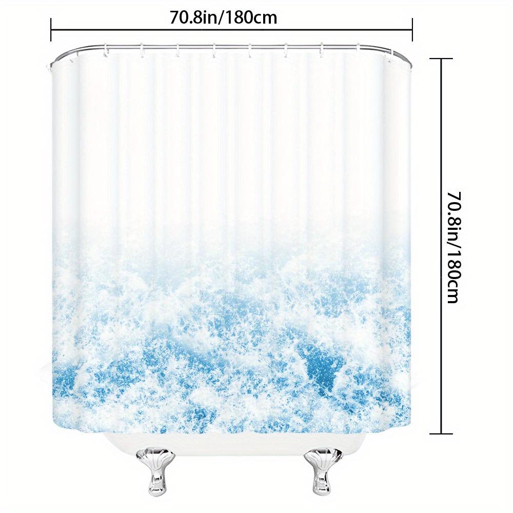 

Abstract Ocean Swirl Shower Curtain - Blue Gradient, Polyester, Machine Washable, Unlined, 12 Hooks, All-Season Bathroom Decor W60H190(CM)-1 Pcs