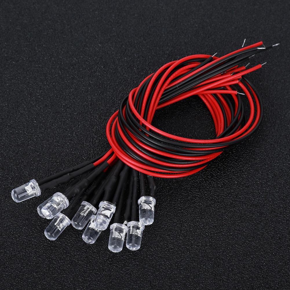 12V Vorverdrahtete Leuchtdiode mit 5mm Rundkopf Highlight Lichtperle Warmweiß