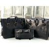 Leather Motorcycle 3 Saddle Bags Three Black Leather Side Pouch Panniers