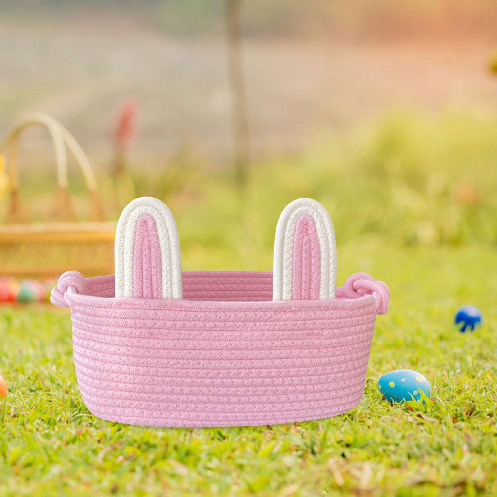 

for Easter Egg Rabbit Bucket Tote Creative Soft Decorative Handmade Gift Baskets Woven Basket pink