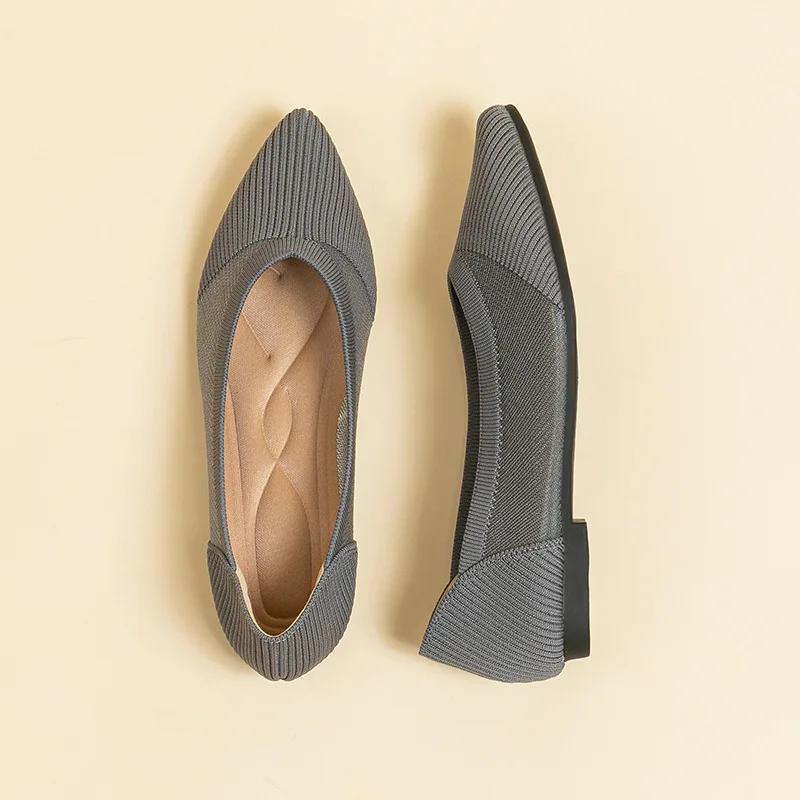 2025 Fashion Ballet Flat Shoes for Women's Summer Mesh Breathable Anti Slip Rubber Sole Pointed Dress Shoes Sapatos De Mujer 43