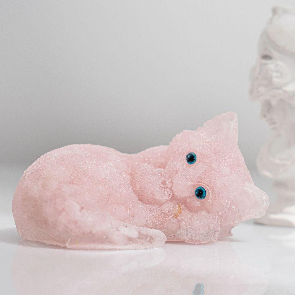 Exquisite Lucky Cat Stone Figurine Mini Cartoon Wealth Cat Model  Bedroom