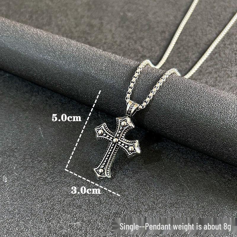 Flammenkreuz-Anhänger Halskette für Männer – Retro Hip-Hop Stil