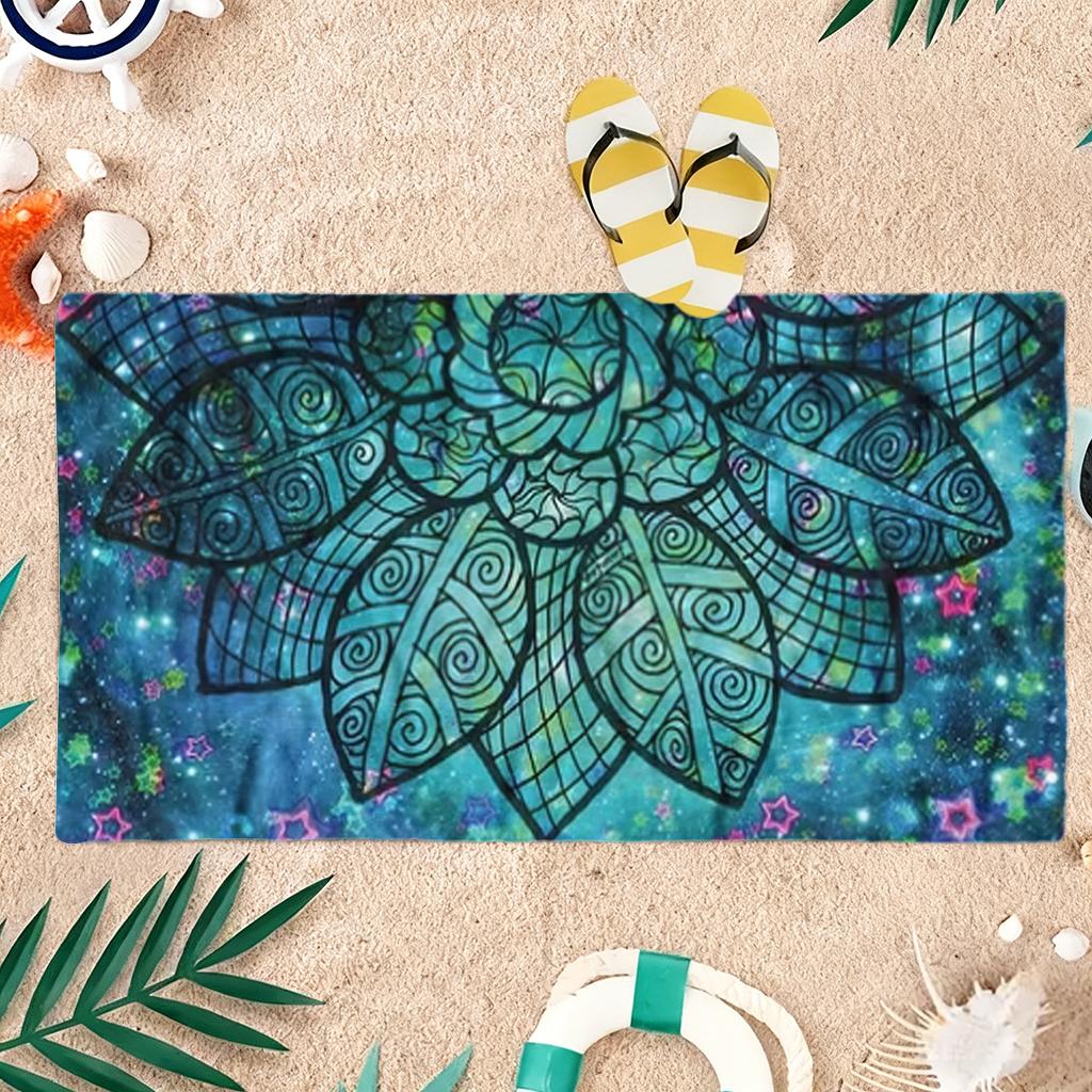 Blue Datura Beach Towel Quick-Drying Super Absorbent Suitable For Beach Vacation Pool Yoga Summer Gift For Friends And Families