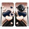 Handmade PU Leather Flip Case for Realme 13+ / Realme 13 Plus Anti-Slip Shockproof Cover with Wrist Strap & Heart/Rose Cat Designs