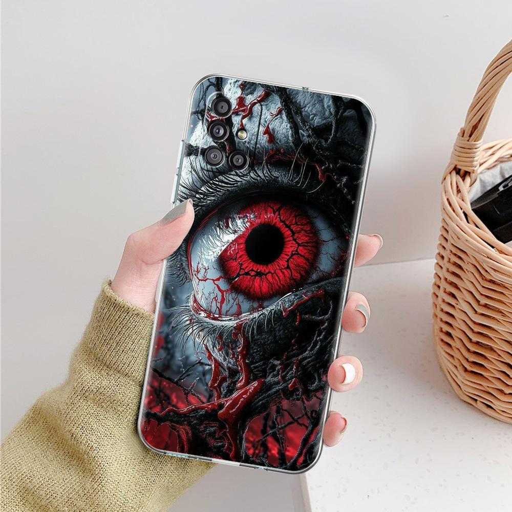 Phone Case For Samsung A15 A13 A35 A55 A51 A71 A41 A31 A21S A05 A17 A23 A25 A33 A53 A73 5G A07 4G Cover Scary Devil Eye Pattern