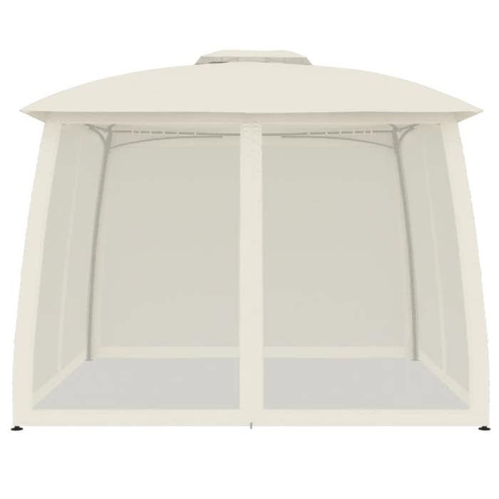 VidaXL Double Roof and Mesh Walls Gazebo Cream 2.93x2.93 M Steel, Garden Gazebo, Patio Gazebo, Pavilion, 368448