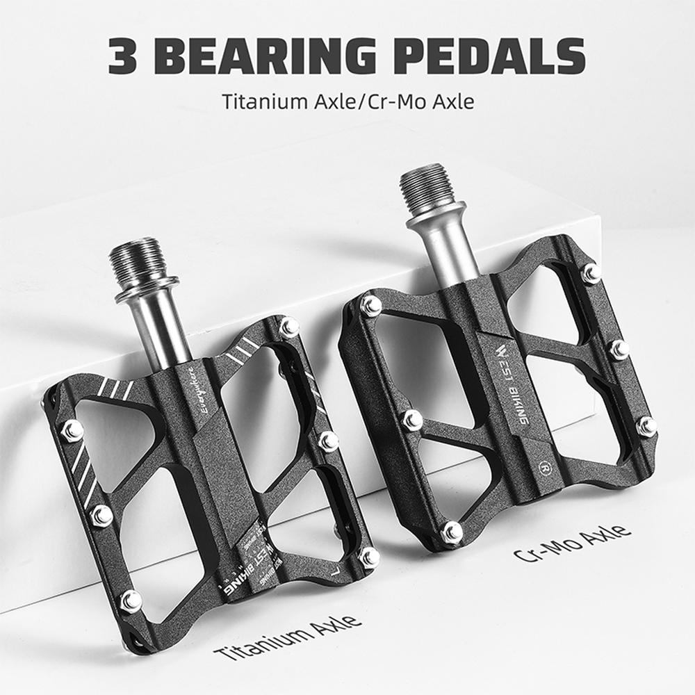 Ultraleichte Fahrradpedale aus Aluminiumlegierung, 3 Lager, rutschfest, wasserdicht, flach, breit