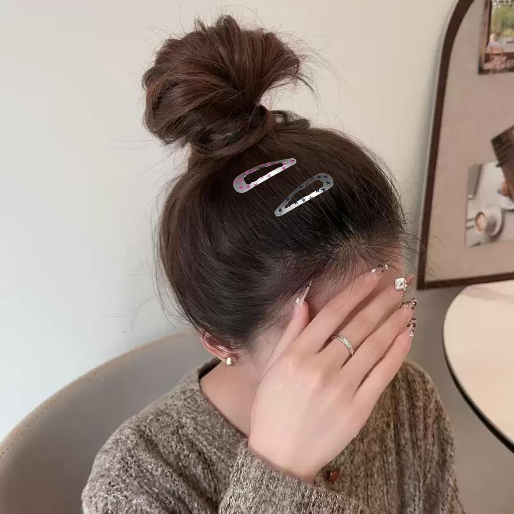 EZ PEACH Haarspangen, Niedliche Druckknopf-Haarspangen, Haarnadeln, Druckknöpfe, Dreiteilige Haarspangen, Pony, Stern-Design, Kinder-Haarspangen, Farbige Spangen, Anordnung