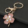 Four Leaf Clover Keychain Rhinestone Lucky Four Leaves Clover Keychain with Lobster Clasp Sparkling Good Luck Charm Gift for Women