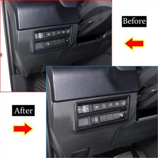 Carbon Fiber Headlight Button Switch Cover Trim For Toyota Tundra 2022 2023 2024