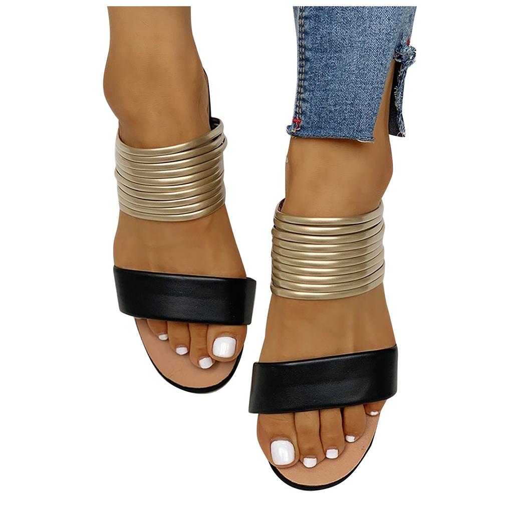 Damen Sandalen mit geschlossener Spitze und Schnürung, bequeme Slipper mit Ledereinsatz, flache Damensandalen