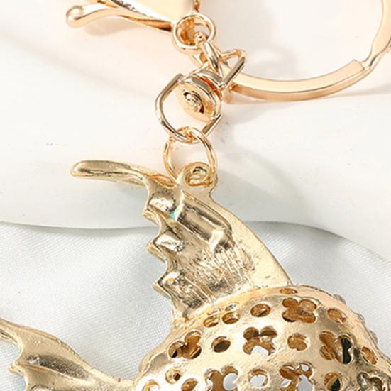 Keychain Pendant Imitation Gemstones Inlaid Tropical Fish Design Key Chain with Anti-Oxidation Lobster Clasp