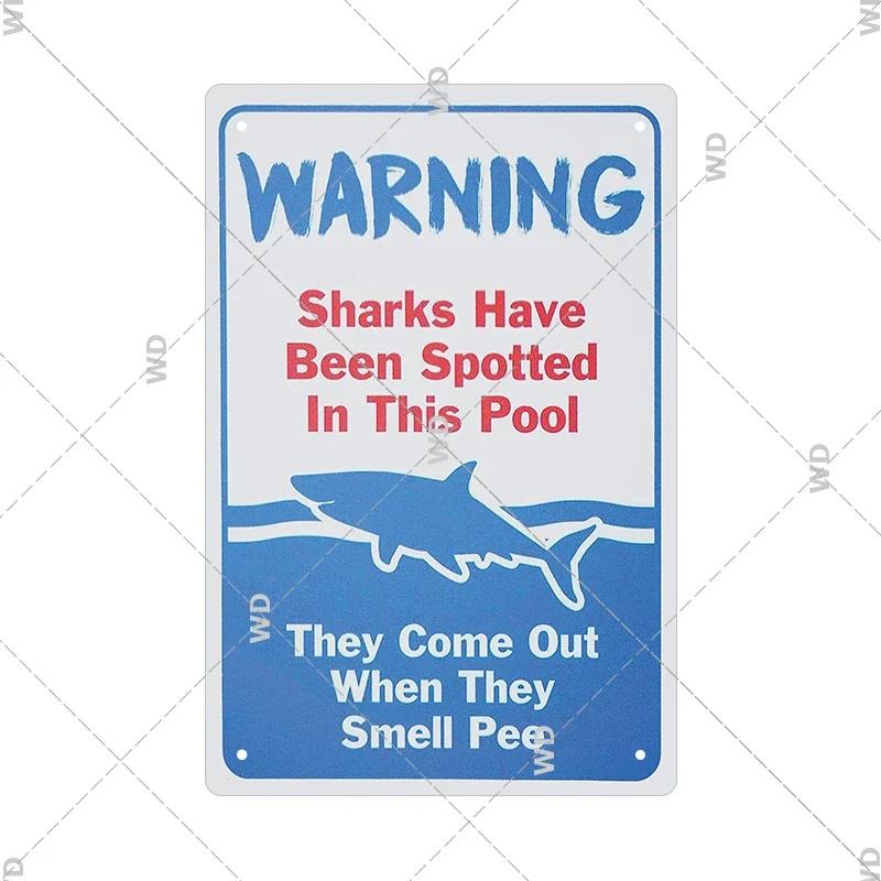 Tin Sign Pool Funny Rules Vintage Plaque Welcome Warning No Swimming Instruction Metal Sign For Home Pool Store Club Wall Decor