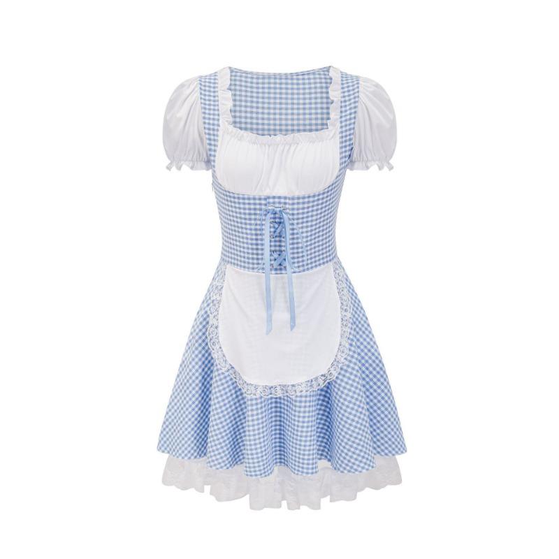 Oktoberfest Costume Multi-colored Plaid Dress Beer Suit Tavern Maid Uniform Women's Clothing