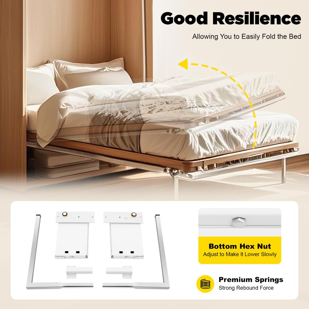 White Bed Hinge Bed Rail Brackets Medium Size Iron Stainless Steel Heavy Duty Capacity for Murphy Bed Furniture Hardware