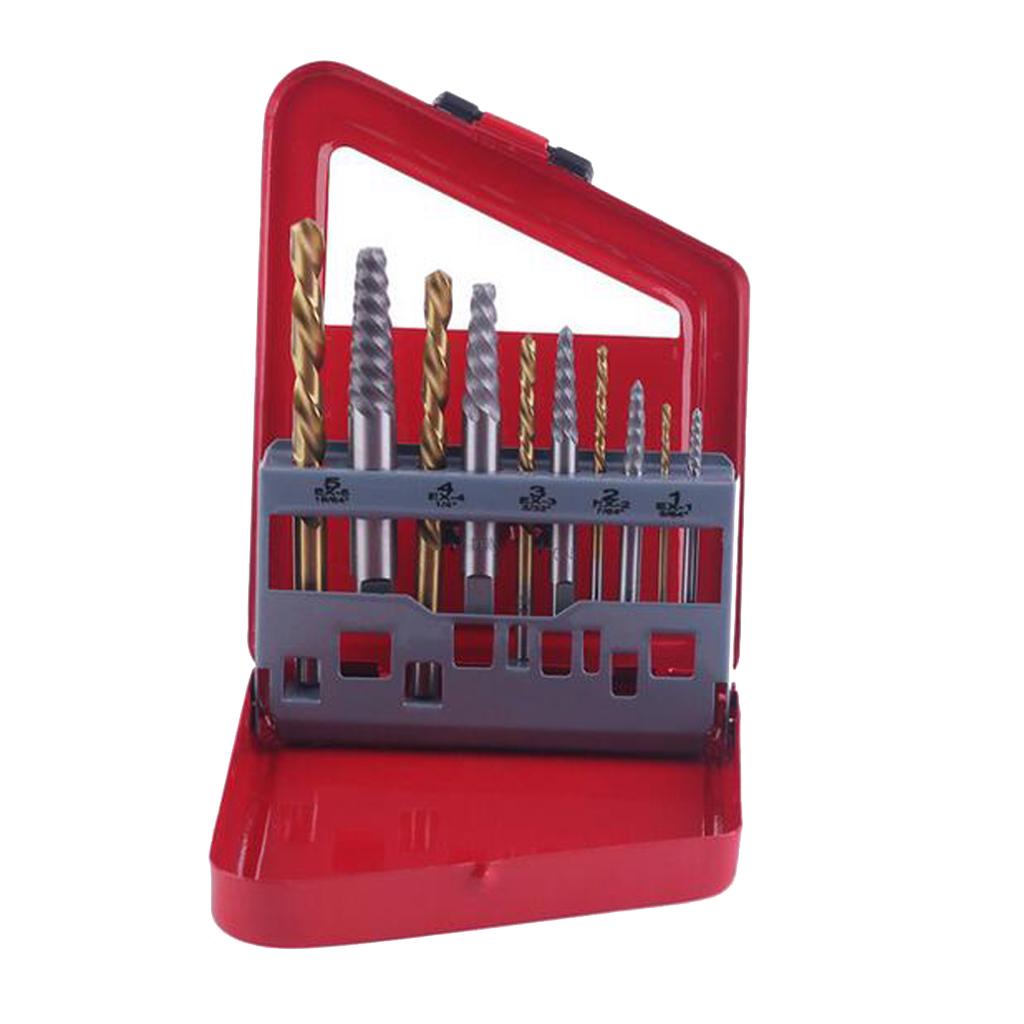 Buy 10pcs Easy Out Screw Extractor Set Matched Left Hand Drill Bits