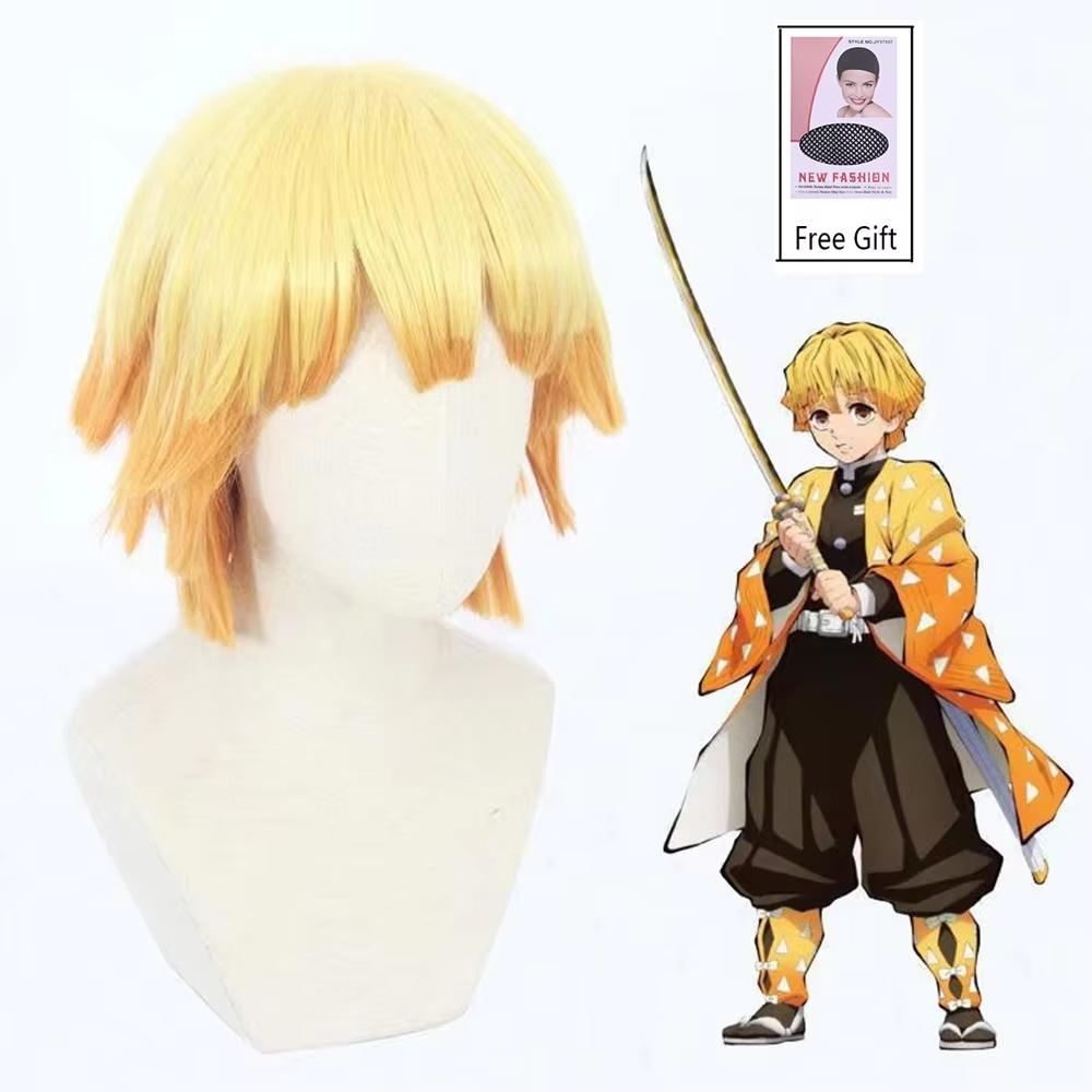 Anime Demon Slayer Kanroji Mitsuri Kimetsu No Yaiba Donne Cosplay Parrucca Verde Rosa Capelli Colorati Trecce Parrucche per Capelli Parrucca Sintetica