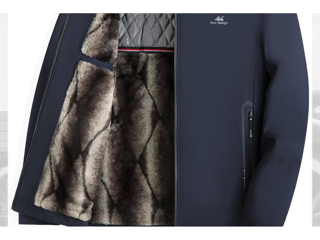 Woodpecker 2025 Autumn Men's Fleece-Lined Stand Collar Jacket for Middle-Aged & Elderly