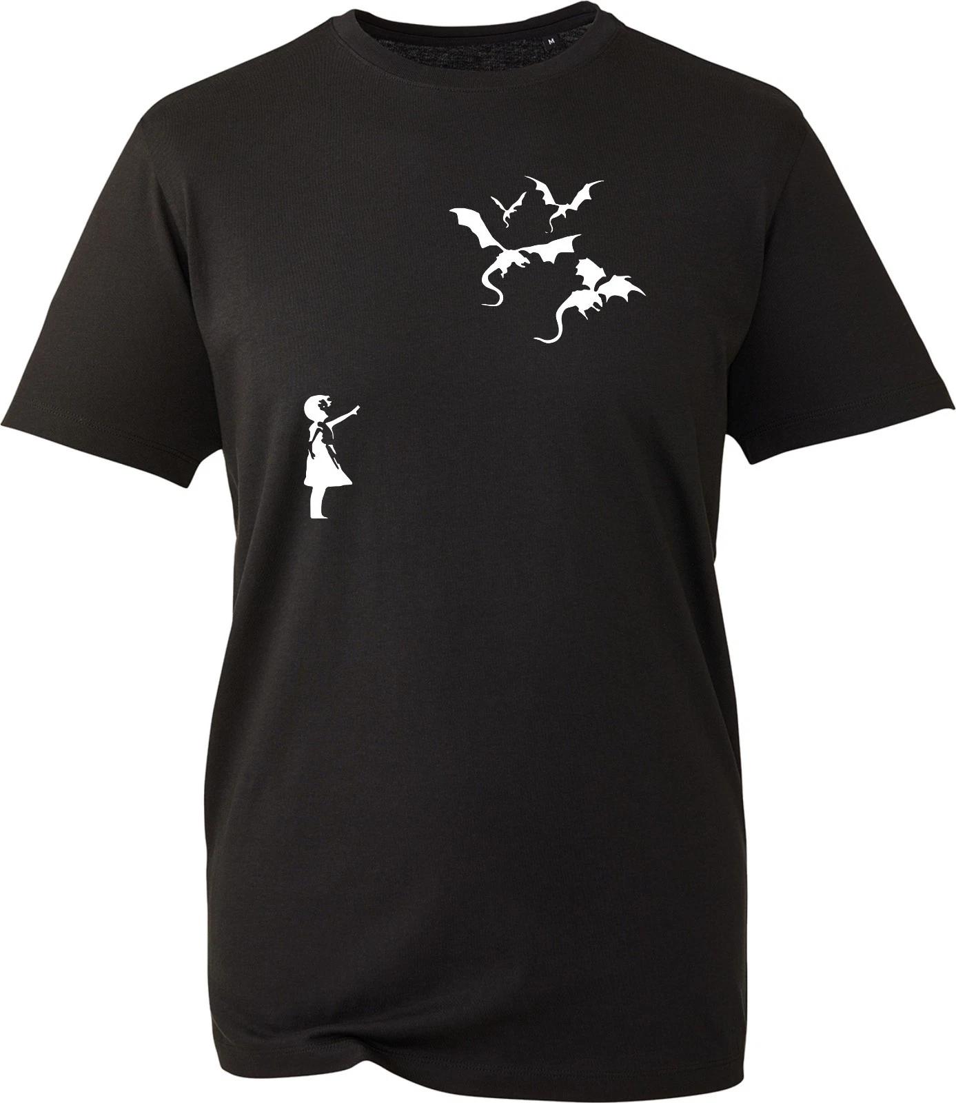 Dragon Banksy Funny Mens Unisex T-Shirt, Street Artist Artwork Parody Unisex Tee XL
