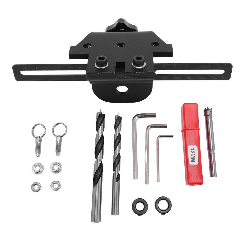 3 in 1 Dübelbohrlehren-Set 5/16in 3/8in 1/2in Komplett Einstellbar Holzbearbeitung Möbel Hochkohlenstoffstahl