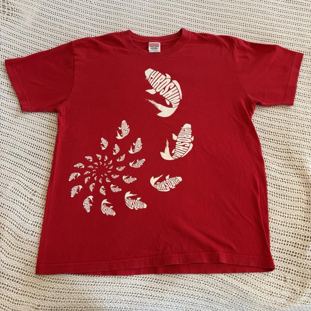 Vintage Koi Fish T Shirt Hiroshima Japan Travel Red Short Sleeve - Men’s Large