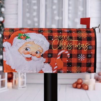 Cute Cartoon Christmas Mailbox Cover Elastic Decorative Santa Claus Mailbox Wraps Reusable Snowmen Post Box Cover Garden Yard
