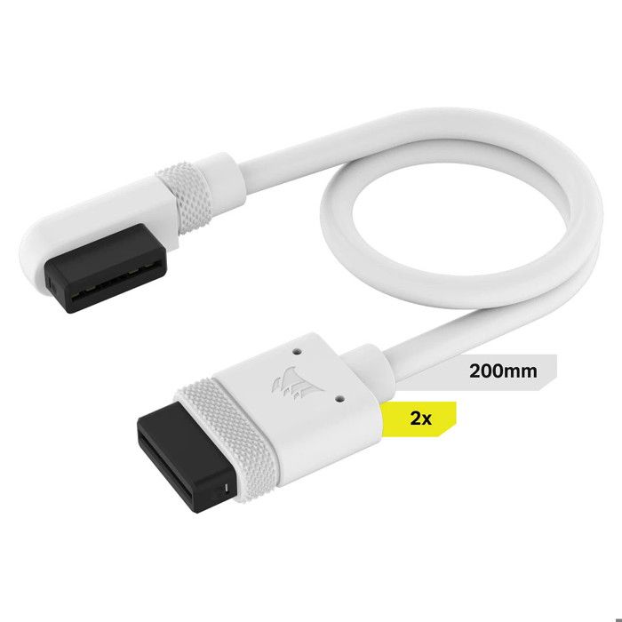 Câbles - corsair - icue link slim - 2x 200mm - blanc - flexible 5mm