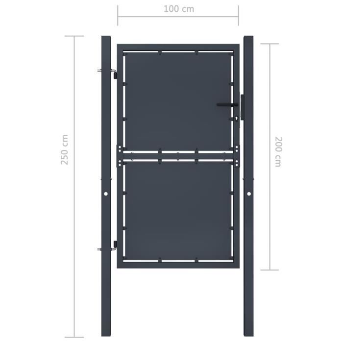 Portail de jardin - VIDAXL - Acier - 100 x 200 cm - Anthracite - Battant