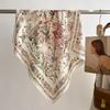 2024 Luxury Animals Floral Print 70cm Cotton Velvet Square Scarf for Women Soft Neckerchief Lady Hijab Neck Tie Hair Headbands