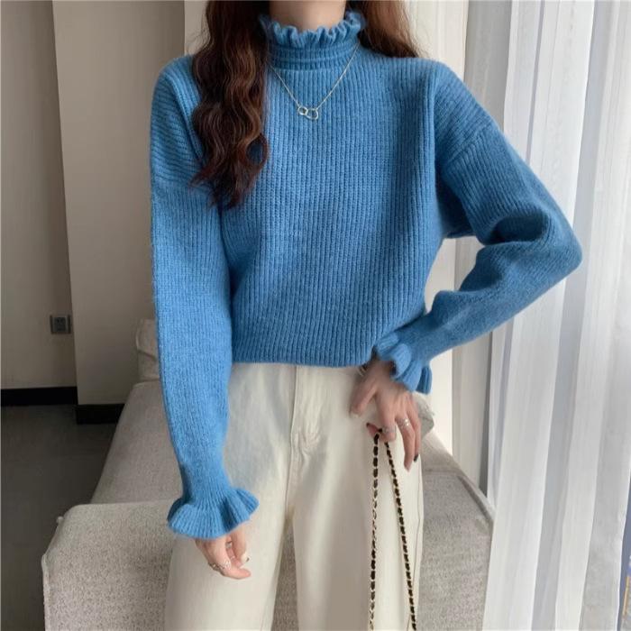 

Fungus edge semi-turtleneck premium sweater knitted sweater women s autumn and winter inner sweater 2025 new one size fits all