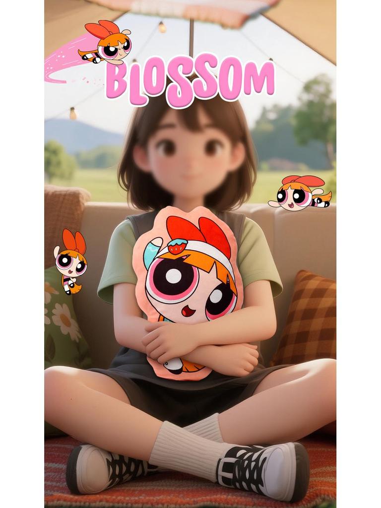 The Powerpuff Girls Vitality Series Cartoon Plush Double-Sided Pillow Cushion