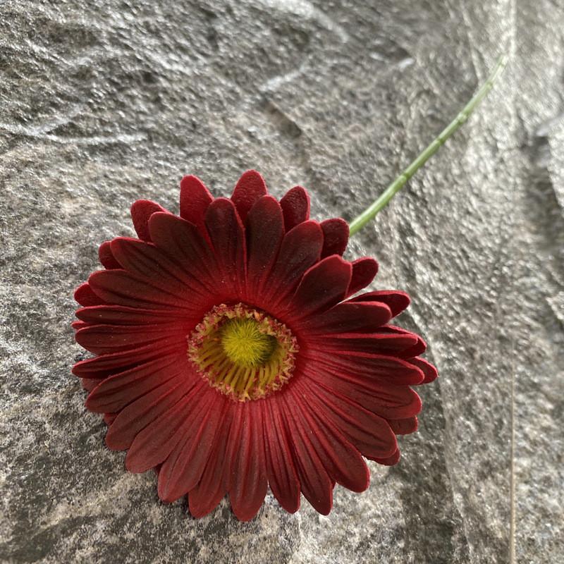 Pu Gerbera Daisy Artificial Flower For Wedding Decor Home Styling Soft Rubber Material