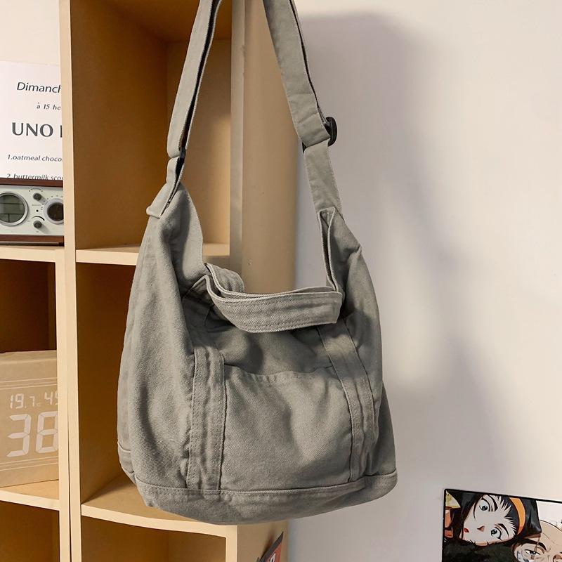 

Casual Simple Solid Canvas Tote Bag Lage Capacity Crossbody Shoulder Bag Fashi Commuting Female Handbags Shopper Bag 31X18X33CM серый