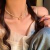 Peach Pendant Pearl Necklace for Women Exquisite Sweet Flower Bead Collarbone Chain Dopamine Style Casual Versatile Jewelry Gift