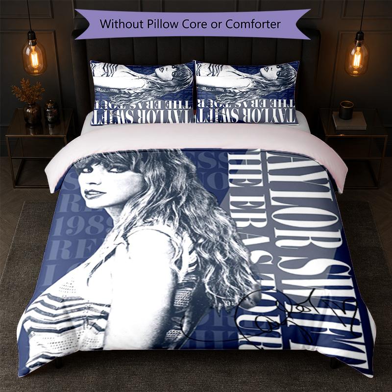 Set Copripiumino 3 Pezzi Stampa Taylor Swift 1 Copripiumino e 2 Federe Biancheria da Letto Morbida per Camera da Letto Domestica