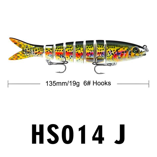 1PC [Ready Stock] 8 Sections Fishing Lure 13.5cm/19g 10cm/15.5g Jointed Swimbait Sinking Trout Wobbler Bait 6# Hook Fishing Tackle