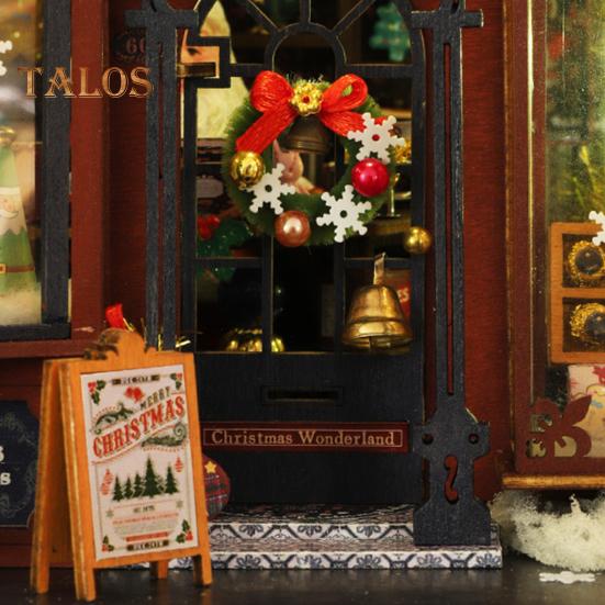 DIY Weihnachts-Miniaturhaus-Bausatz, LED-Minihaus, Bastelspielzeug mit Möbeln, Bücherecke, Gaming-Gebäudemodell für den Geburtstag, Weihnachtsnacht