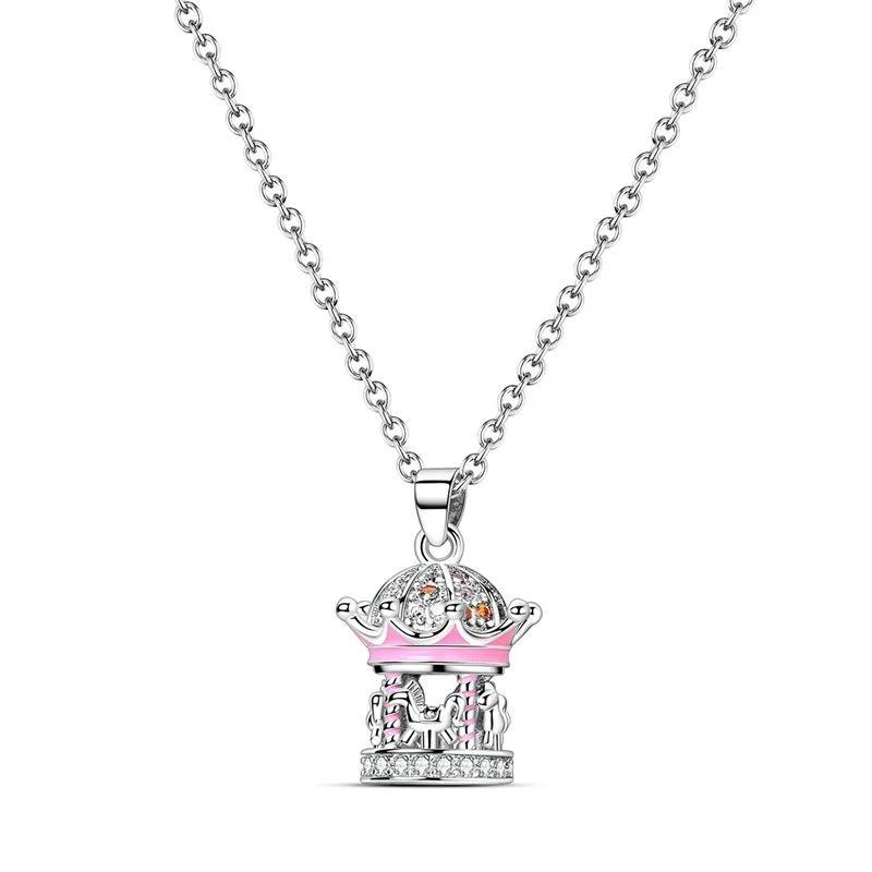 Kupfer Prinzessinnenkrone Anhänger Kuchen Trojanisches Pferd Perle Anhänger Passend für Original Halskette Armband Damen Schmuck Geburtstag DIY Geschenk