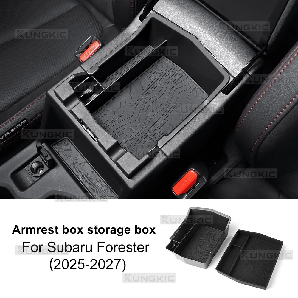KUNGKIC For Subaru Forester 2025 2026 2027 LHD RHD Car Armrest Box Storage Tray Center Console Stowing Case With Silicone Mat