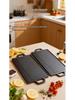 Double-Sided Cast Iron Griddle: Home & Outdoor BBQ, Thickened, Non-Coated, Induction Compatible