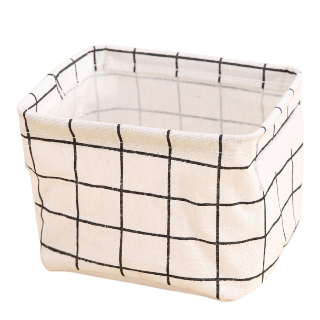 Wasserdichter Aufbewahrungskorb aus Baumwolle und Leinen, faltbar, für Schreibtisch, Kosmetik und Kleidung