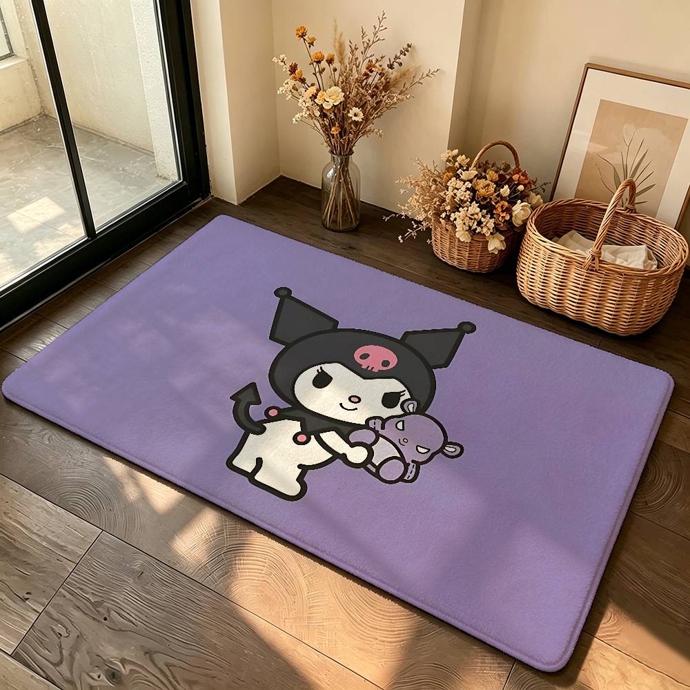 Kawaii K-Kuromi Cute Carpet Bathroom Anti-slip Mat Door Mat Home Decoration Mat Entrance Door Mat Scratch-resistant Door Mat