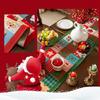 Polyester Christmas Table Runner Cartoon Pattern Snowflake Pattern Table Flag Santa Claus Pattern Multi-Color Tassel