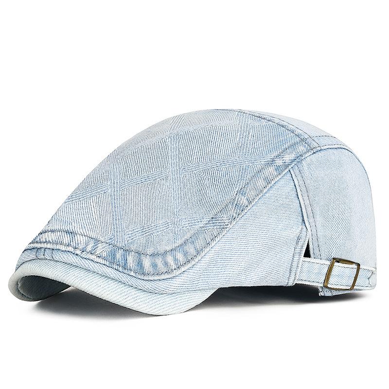 

Мужская и женская джинсовая шляпа большого размера, потертая, состаренная, кепка с козырьком, регулируемая, хлопковая, кепка газетчика, винтажная, шляпы таксиста Ivy Gatsby, плоская кепка one size светло-синий