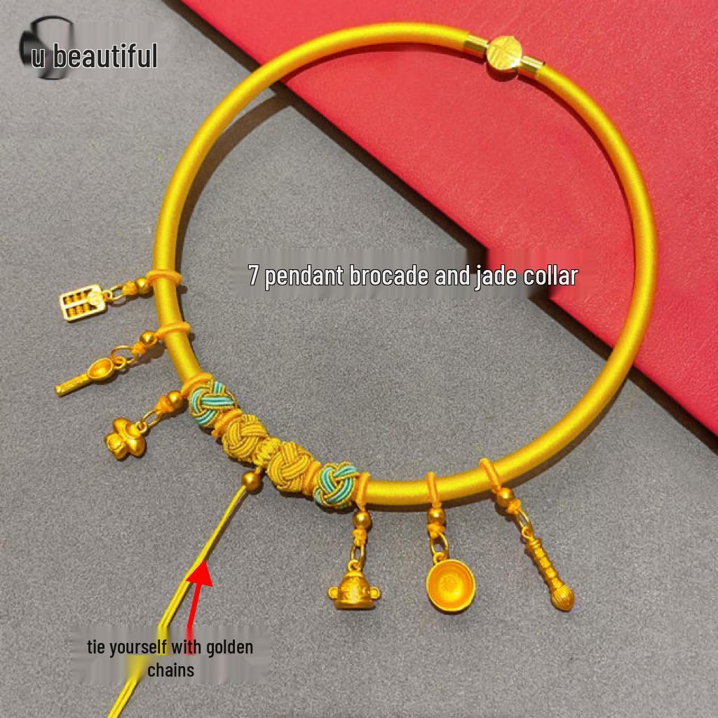 

Gold-Plated Baby Safety Choker: Simulated Woven Brocade Necklace for One-Year-Olds.