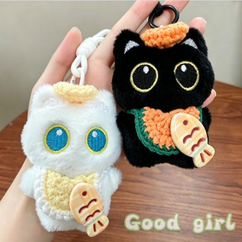 New Sale *New Sale Creative Cartoon Plush Black White Cat Doll Pendant Car Keyring Backapck Hangings Decoration Gifts
