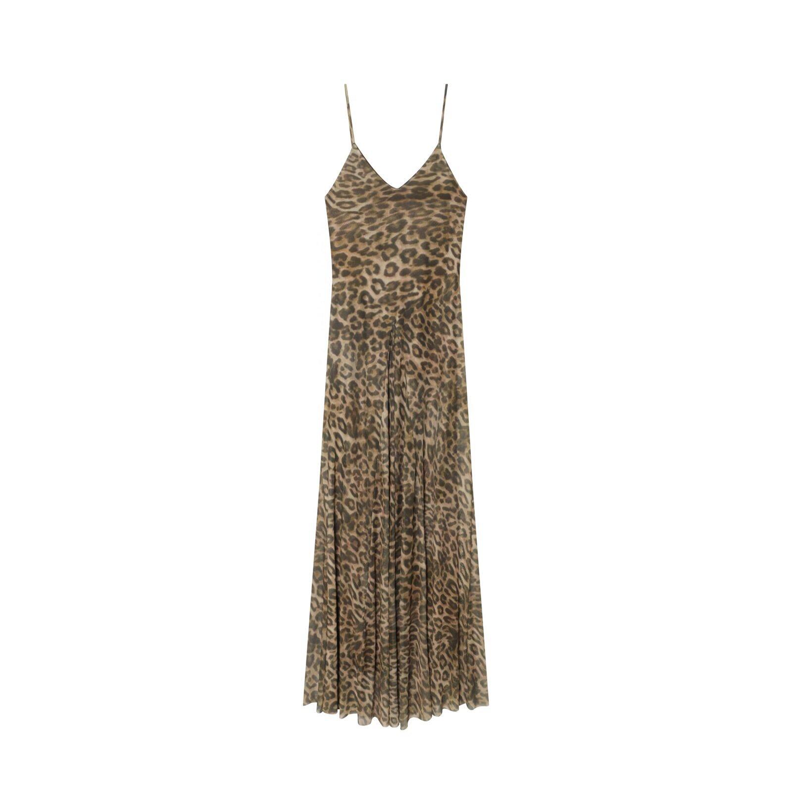 European and American style, new women s clothing, foreign style, animal pattern printed silk mesh dress 5039406 XS
